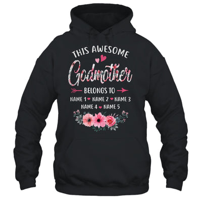 Personalized This Awesome Godmother Belongs To Custom Kids Name Floral Mothers Day Birthday Christmas Shirt & Tank Top | teecentury