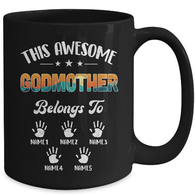 Personalized This Awesome Godmother Belongs To Custom Kids Name Vintage Mothers Day Birthday Christmas Mug | teecentury