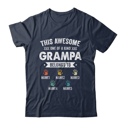 Personalized This Awesome Grampa Belongs To Custom Kids Name Color Hand Fathers Day Birthday Christmas Shirt & Hoodie | teecentury