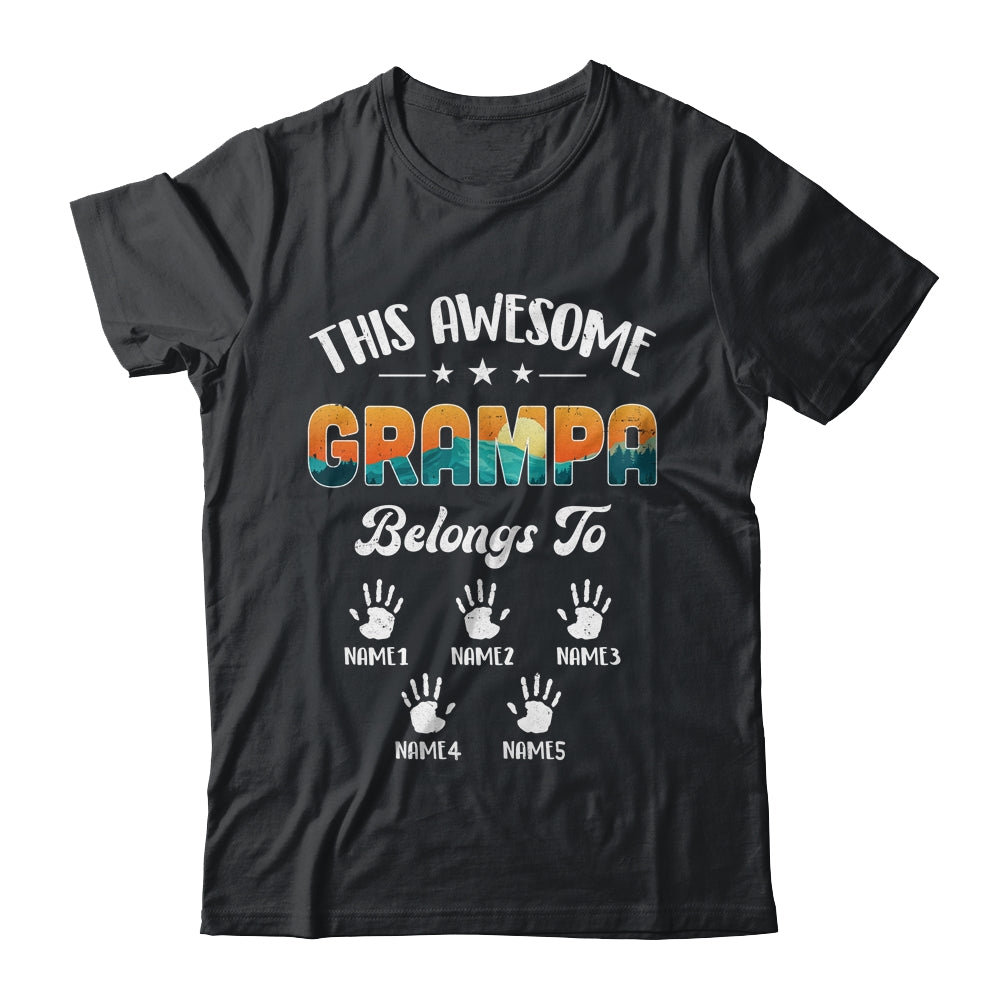 Personalized This Awesome Grampa Belongs To Custom Kids Name Vintage Fathers Day Birthday Christmas Shirt & Hoodie | teecentury
