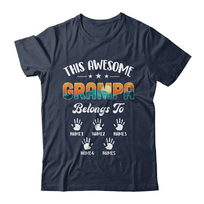 Personalized This Awesome Grampa Belongs To Custom Kids Name Vintage Fathers Day Birthday Christmas Shirt & Hoodie | teecentury