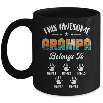 Personalized This Awesome Grampa Belongs To Custom Kids Name Vintage Fathers Day Birthday Christmas Mug | teecentury