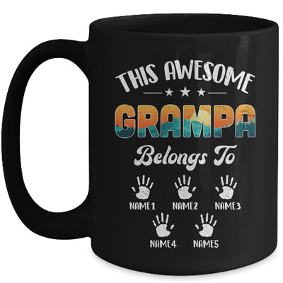 Personalized This Awesome Grampa Belongs To Custom Kids Name Vintage Fathers Day Birthday Christmas Mug | teecentury