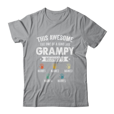 Personalized This Awesome Grampy Belongs To Custom Grandkids Name Color Hand Fathers Day Birthday Christmas Shirt & Hoodie | teecentury