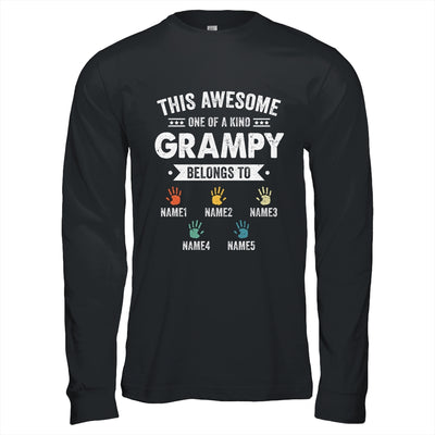 Personalized This Awesome Grampy Belongs To Custom Grandkids Name Color Hand Fathers Day Birthday Christmas Shirt & Hoodie | teecentury