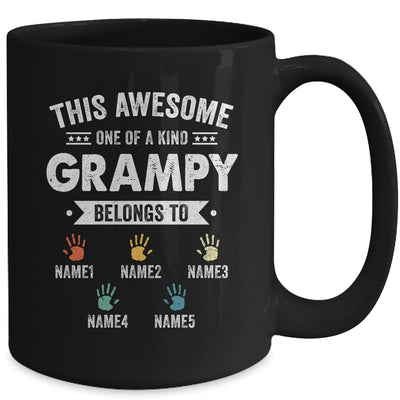 Personalized This Awesome Grampy Belongs To Custom Grandkids Name Color Hand Fathers Day Birthday Christmas Mug | teecentury