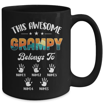 Personalized This Awesome Grampy Belongs To Custom Kids Name Vintage Fathers Day Birthday Christmas Mug | teecentury