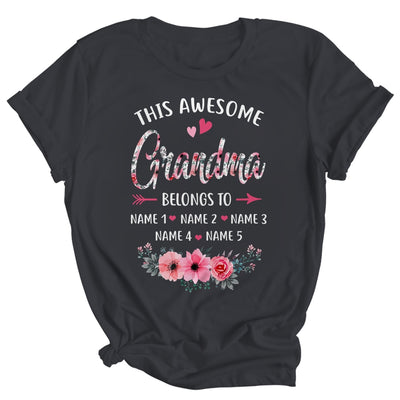 Personalized This Awesome Grandma Belongs To Custom Kids Name Floral Grandma Mothers Day Birthday Christmas Shirt & Tank Top | teecentury