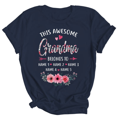 Personalized This Awesome Grandma Belongs To Custom Kids Name Floral Grandma Mothers Day Birthday Christmas Shirt & Tank Top | teecentury