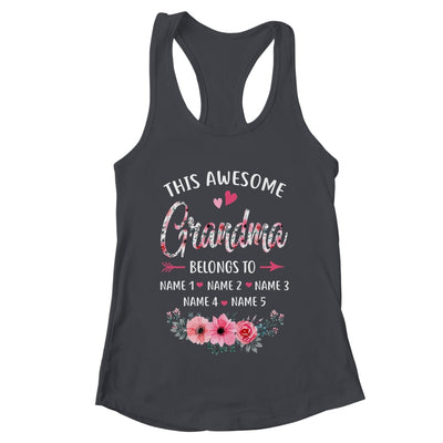 Personalized This Awesome Grandma Belongs To Custom Kids Name Floral Grandma Mothers Day Birthday Christmas Shirt & Tank Top | teecentury