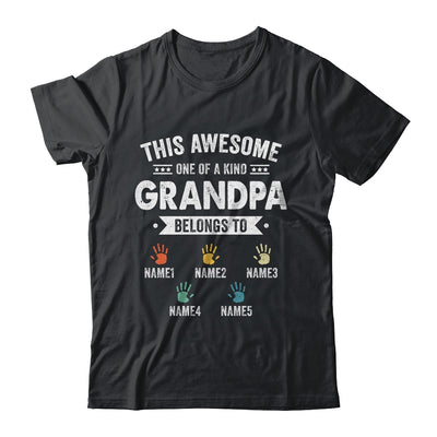 Personalized This Awesome Grandpa Belongs To Custom Grandkids Name Color Hand Fathers Day Birthday Christmas Shirt & Hoodie | teecentury