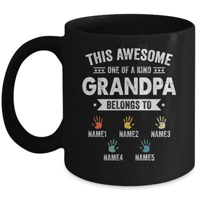 Personalized This Awesome Grandpa Belongs To Custom Grandkids Name Color Hand Fathers Day Birthday Christmas Mug | teecentury