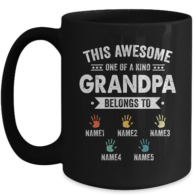 Personalized This Awesome Grandpa Belongs To Custom Grandkids Name Color Hand Fathers Day Birthday Christmas Mug | teecentury