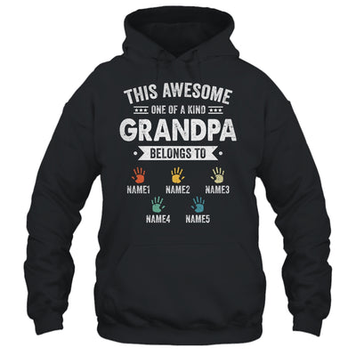 Personalized This Awesome Grandpa Belongs To Custom Grandkids Name Color Hand Fathers Day Birthday Christmas Shirt & Hoodie | teecentury