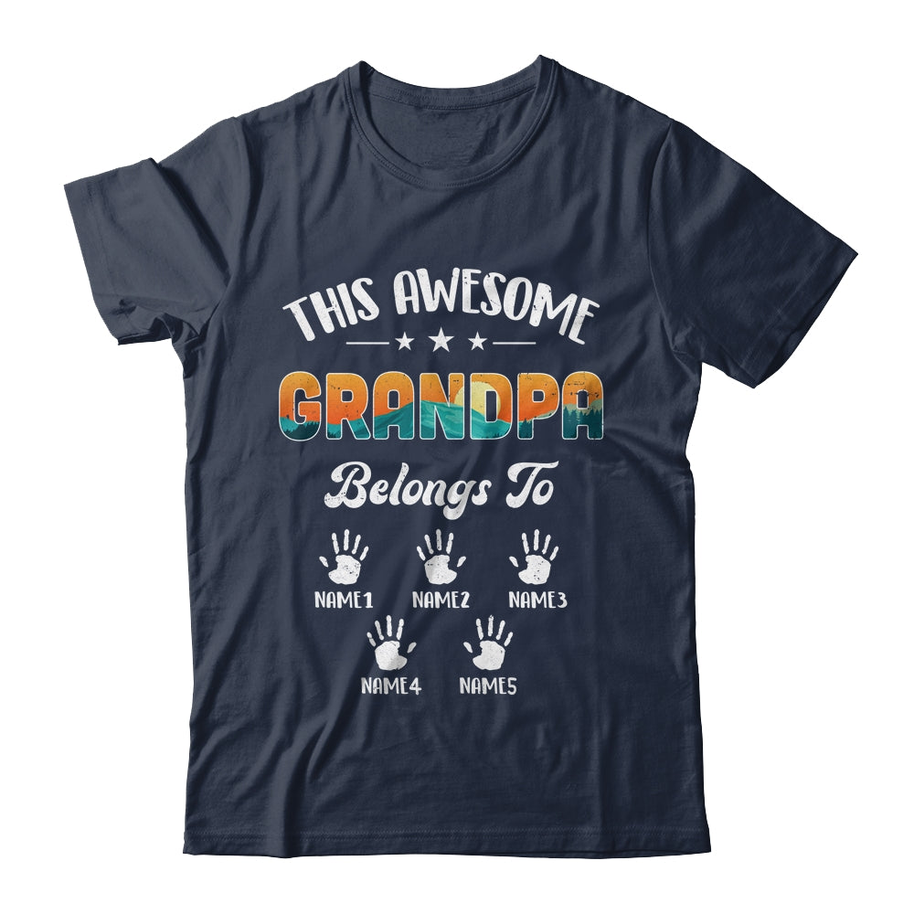 Customized] Fishing Grandpa Retro Kid Names Short Sleeve T-shirt