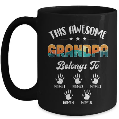 Personalized This Awesome Grandpa Belongs To Custom Kids Name Vintage Fathers Day Birthday Christmas Mug | teecentury
