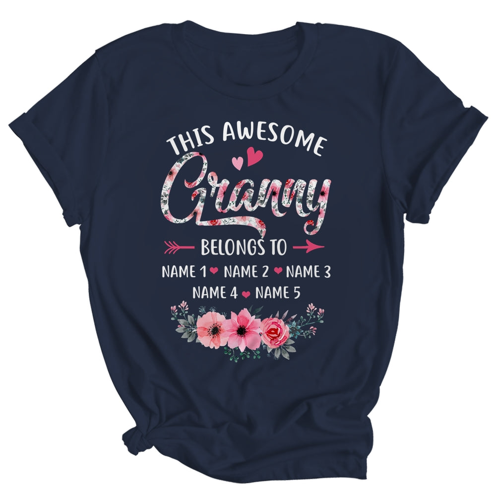 Personalized This Awesome Granny Belongs To Custom Kids Name Floral Granny Mothers Day Birthday Christmas Shirt & Tank Top | teecentury