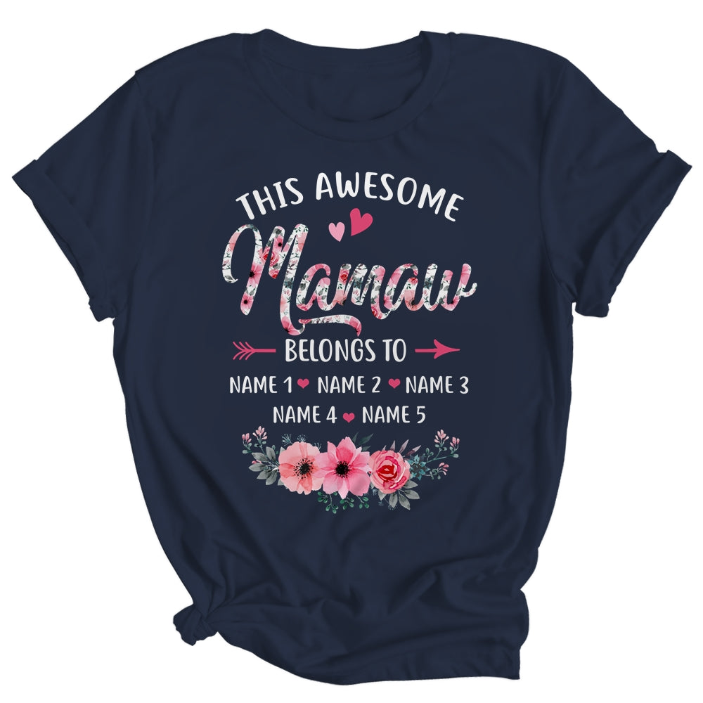 MOTHER WE ARE FAMILY Tシャツ　ビンテージ風 Personalized This Awesome Mamaw Belongs To Custom Kids Name