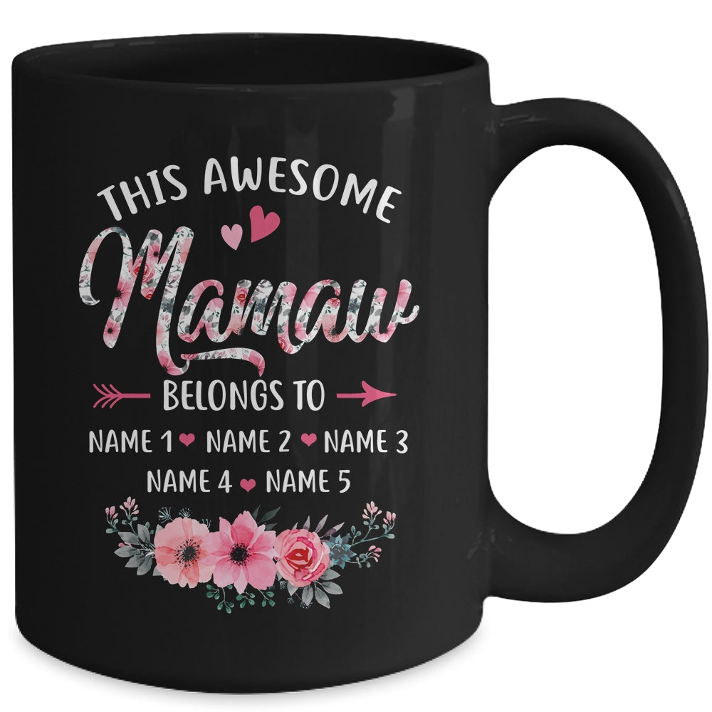 Personalized This Awesome Mamaw Belongs To Custom Kids Name Floral Mamaw Mothers Day Birthday Christmas Mug | teecentury