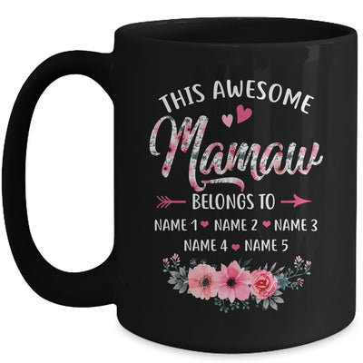 Personalized This Awesome Mamaw Belongs To Custom Kids Name Floral Mamaw Mothers Day Birthday Christmas Mug | teecentury
