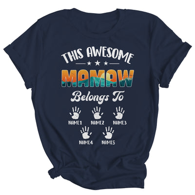 Personalized This Awesome Mamaw Belongs To Custom Kids Name Vintage Mothers Day Birthday Christmas Shirt & Tank Top | teecentury