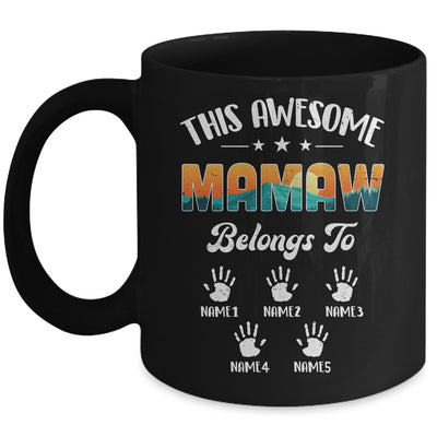 Personalized This Awesome Mamaw Belongs To Custom Kids Name Vintage Mothers Day Birthday Christmas Mug | teecentury