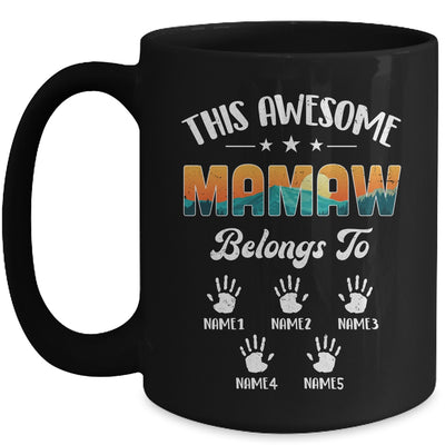 Personalized This Awesome Mamaw Belongs To Custom Kids Name Vintage Mothers Day Birthday Christmas Mug | teecentury