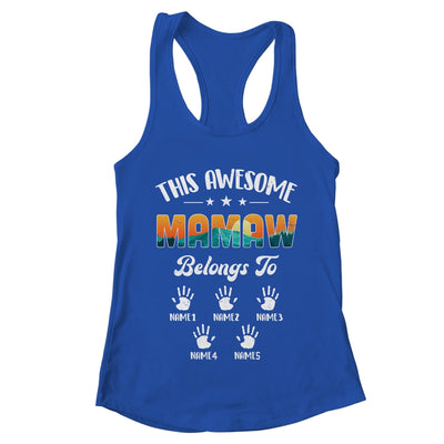 Personalized This Awesome Mamaw Belongs To Custom Kids Name Vintage Mothers Day Birthday Christmas Shirt & Tank Top | teecentury