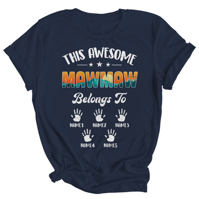 Personalized This Awesome Mawmaw Belongs To Custom Kids Name Vintage Mothers Day Birthday Christmas Shirt & Tank Top | teecentury