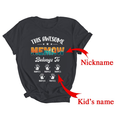 Personalized This Awesome Memaw Belongs To Custom Kids Name Vintage Mothers Day Birthday Christmas Shirt & Tank Top | Custom | teecentury