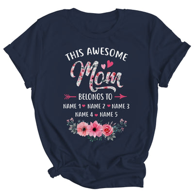 Personalized This Awesome Mom Belongs To Custom Kids Name Floral Mom Mothers Day Birthday Christmas Shirt & Tank Top | teecentury