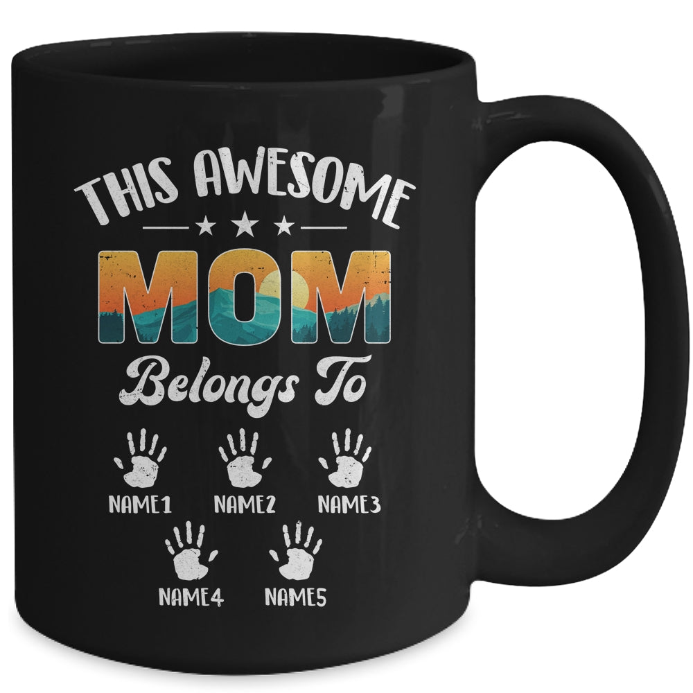 Personalized This Awesome Mom Belongs To Custom Kids Name Vintage Mothers Day Birthday Christmas Mug | teecentury