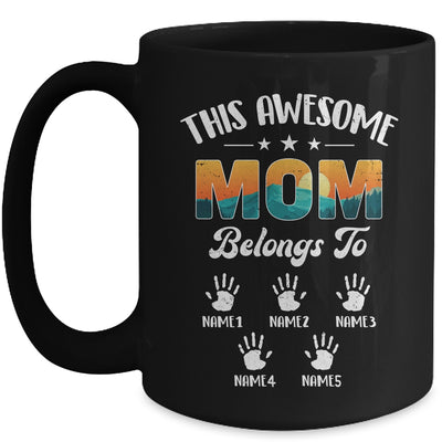 Personalized This Awesome Mom Belongs To Custom Kids Name Vintage Mothers Day Birthday Christmas Mug | teecentury