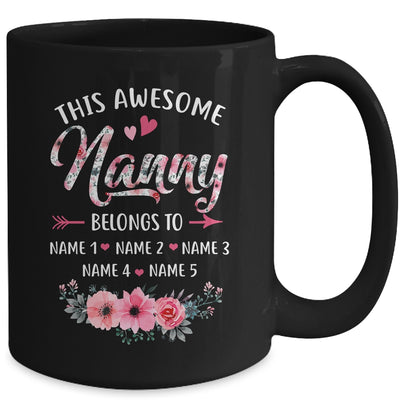 Personalized This Awesome Nanny Belongs To Custom Kids Name Floral Nanny Mothers Day Birthday Christmas Mug | teecentury