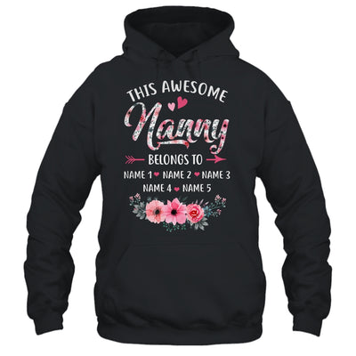 Personalized This Awesome Nanny Belongs To Custom Kids Name Floral Nanny Mothers Day Birthday Christmas Shirt & Tank Top | teecentury