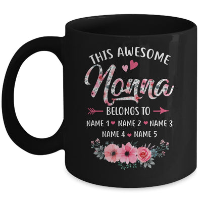 Personalized This Awesome Nonna Belongs To Custom Kids Name Floral Nonna Mothers Day Birthday Christmas Mug | teecentury