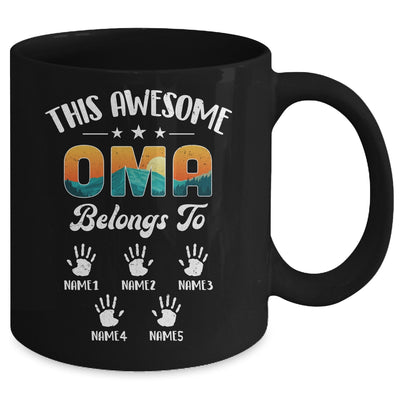 Personalized This Awesome Oma Belongs To Custom Kids Name Vintage Mothers Day Birthday Christmas Mug | teecentury