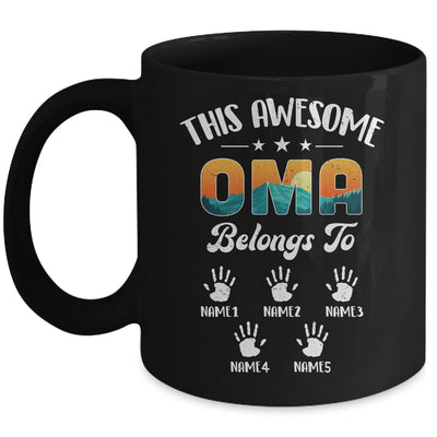 Personalized This Awesome Oma Belongs To Custom Kids Name Vintage Mothers Day Birthday Christmas Mug | teecentury