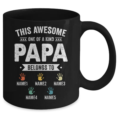 Personalized This Awesome Papa Belongs To Custom Grandkids Name Color Hand Fathers Day Birthday Christmas Mug | teecentury