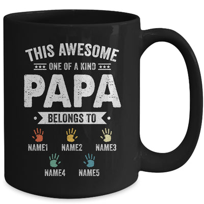 Personalized This Awesome Papa Belongs To Custom Grandkids Name Color Hand Fathers Day Birthday Christmas Mug | teecentury