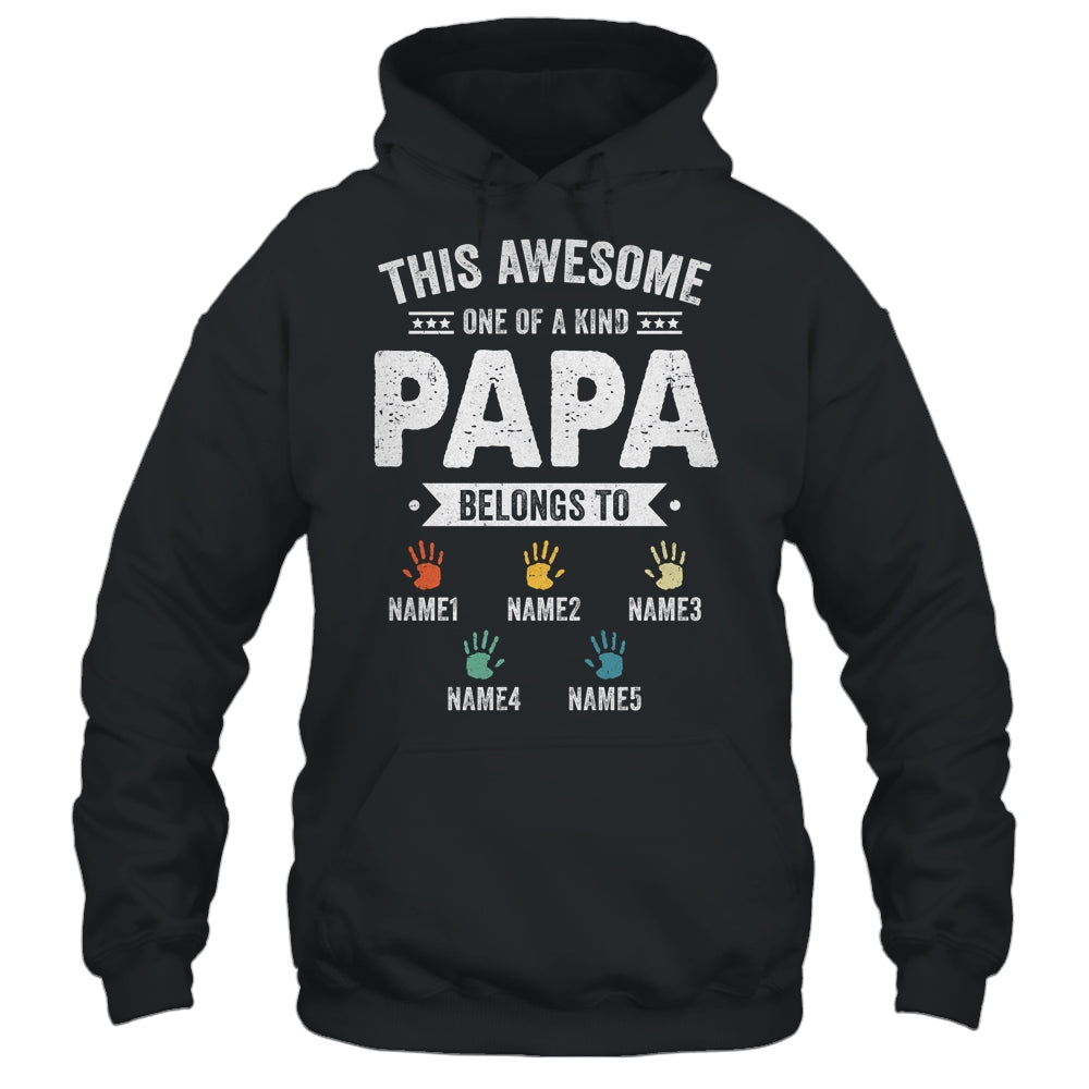 Personalized This Awesome Papa Belongs To Custom Grandkids Name Color Hand Fathers Day Birthday Christmas Shirt & Hoodie | teecentury
