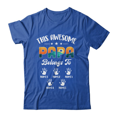 Personalized This Awesome Papa Belongs To Custom Kids Name Vintage Fathers Day Birthday Christmas Shirt & Hoodie | teecentury