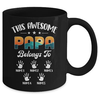 Personalized This Awesome Papa Belongs To Custom Kids Name Vintage Fathers Day Birthday Christmas Mug | teecentury