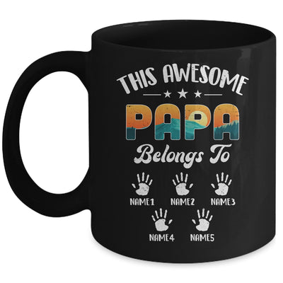 Personalized This Awesome Papa Belongs To Custom Kids Name Vintage Fathers Day Birthday Christmas Mug | teecentury