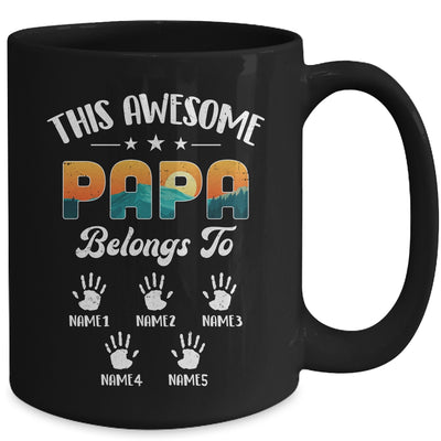 Personalized This Awesome Papa Belongs To Custom Kids Name Vintage Fathers Day Birthday Christmas Mug | teecentury