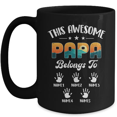 Personalized This Awesome Papa Belongs To Custom Kids Name Vintage Fathers Day Birthday Christmas Mug | teecentury