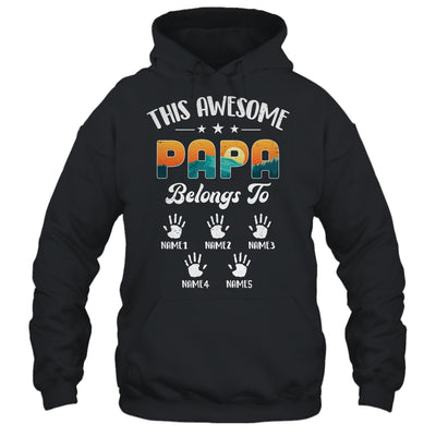 Personalized This Awesome Papa Belongs To Custom Kids Name Vintage Fathers Day Birthday Christmas Shirt & Hoodie | teecentury