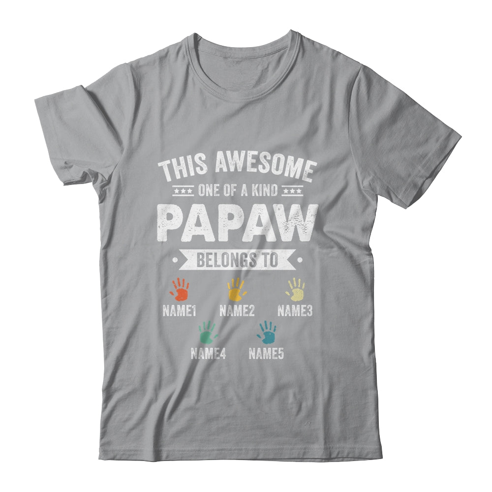 Personalized This Awesome Papaw Belongs To Custom Grandkids Name Color Hand Fathers Day Birthday Christmas Shirt & Hoodie | teecentury