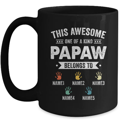 Personalized This Awesome Papaw Belongs To Custom Grandkids Name Color Hand Fathers Day Birthday Christmas Mug | teecentury