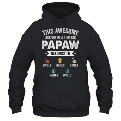 Personalized This Awesome Papaw Belongs To Custom Grandkids Name Color Hand Fathers Day Birthday Christmas Shirt & Hoodie | teecentury